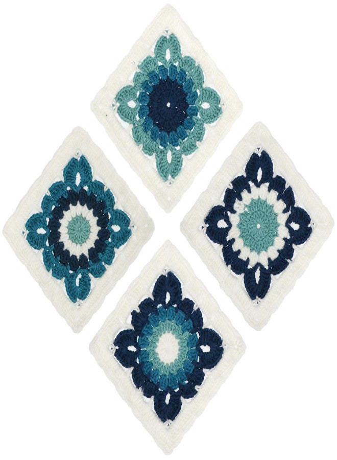 كيلوفلاي مجموعة قواعد أكواب كروشيه من كيلوفلاي، 4 قطع، لون أزرق مائي، مقاس 13 سم (5 بوصات)، مصنوعة يدويًا - Image 1