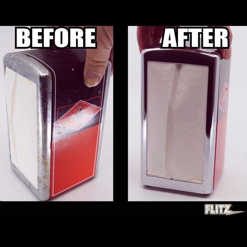 FLITZ Multi Purpose Metal Polish Liquid - 7.6oz USA-Made Tarnish Remover - For Aluminum, Chrome, Brass, Nickel, Silver - Non-Abrasive Cleaner & Restorer - Not for Patina or Electroplated Finishes - Image 5