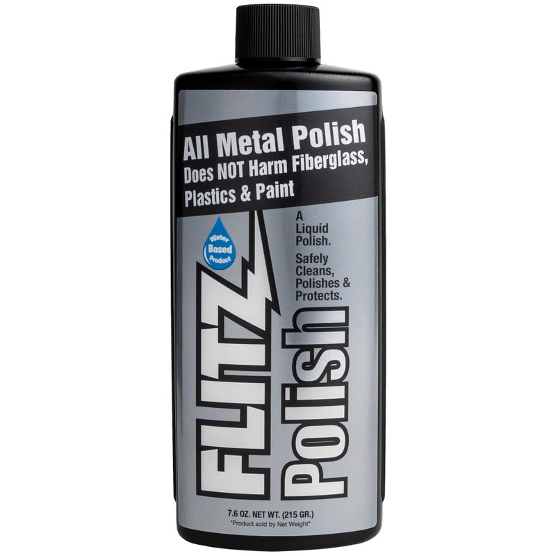 FLITZ Multi Purpose Metal Polish Liquid - 7.6oz USA-Made Tarnish Remover - For Aluminum, Chrome, Brass, Nickel, Silver - Non-Abrasive Cleaner & Restorer - Not for Patina or Electroplated Finishes - Image 1