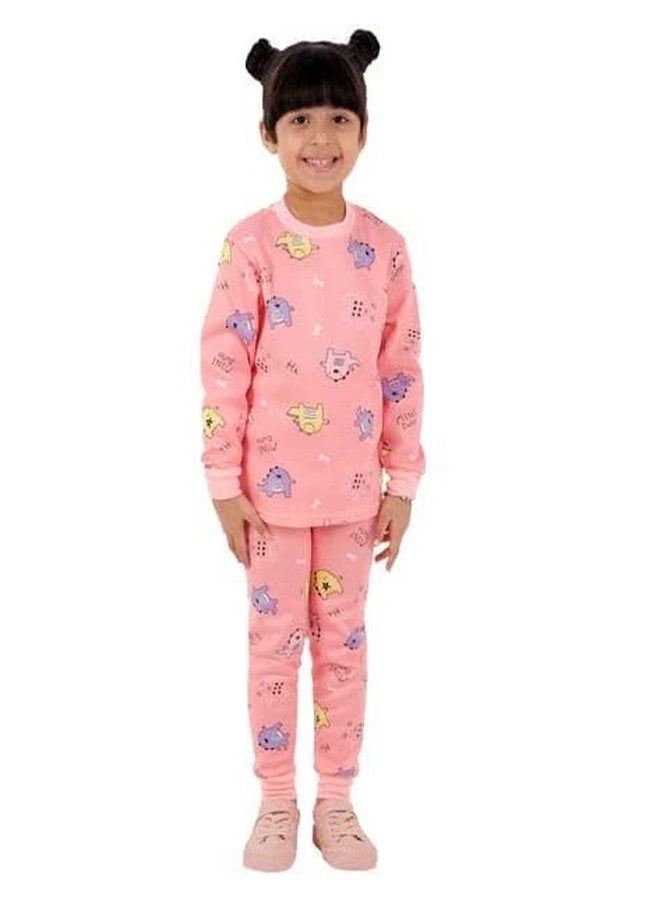Mahi Fashion Kids Full Sleeves Winter Wear Night Suit Dress for Boys Girls (Peach Bear, 2-3 Y) - Image 1