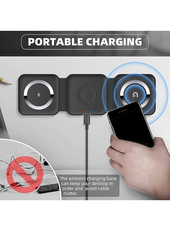 Padom 3 in 1 Wireless Charger,Magnetic Foldable Charging Station,Fast Wireless Charging Pad (BLACK) USB - Image 5