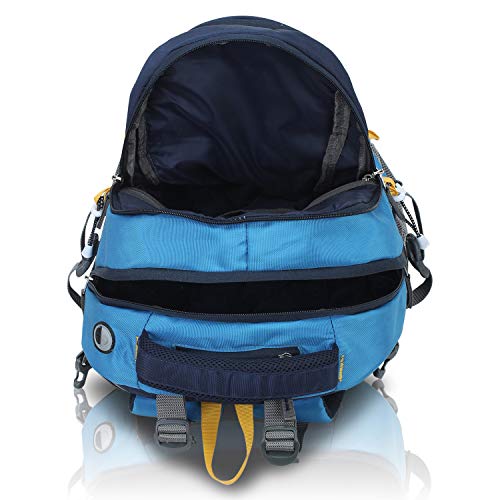 HEROZ Hammer Unisex Nylon 45 L Travel Laptop Backpack Water Resistant Slim Durable Fits Up to 17.3 Inch Laptop Notebook (ALL) (Navy Blue & Sky Blue) - Image 2
