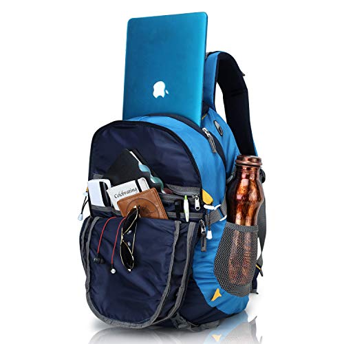HEROZ Hammer Unisex Nylon 45 L Travel Laptop Backpack Water Resistant Slim Durable Fits Up to 17.3 Inch Laptop Notebook (ALL) (Navy Blue & Sky Blue) - Image 3