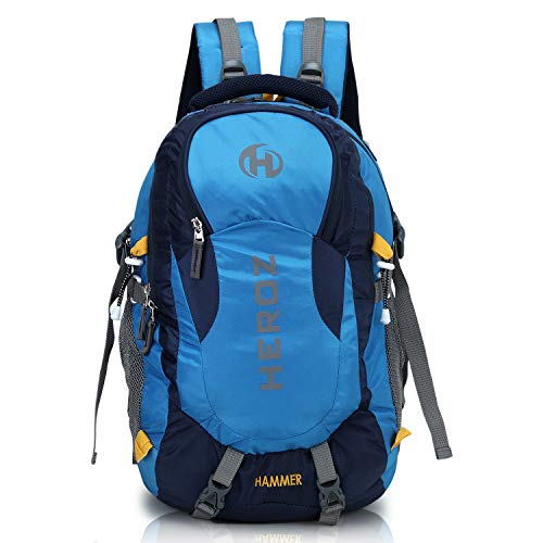 HEROZ Hammer Unisex Nylon 45 L Travel Laptop Backpack Water Resistant Slim Durable Fits Up to 17.3 Inch Laptop Notebook (ALL) (Navy Blue & Sky Blue) - Image 1