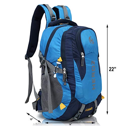 HEROZ Hammer Unisex Nylon 45 L Travel Laptop Backpack Water Resistant Slim Durable Fits Up to 17.3 Inch Laptop Notebook (ALL) (Navy Blue & Sky Blue) - Image 5