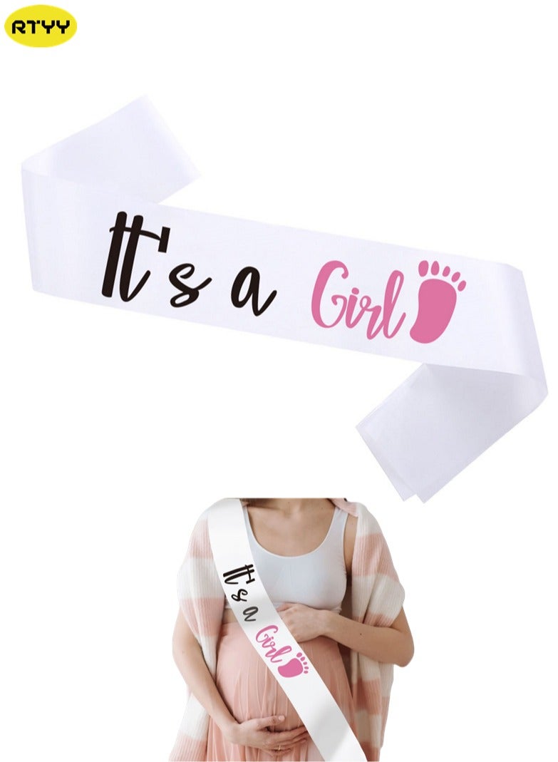 RTYY وشاح الكشف عن الصبي أو الفتاة، وشاح أبيض، وشاح إنها فتاة، وشاح الأم التي ستحمل، وشاح لحفل استقبال المولود، وشاح للكشف عن الصبي أو الفتاة، وشاح الأب الذي سيحمل - Image 1