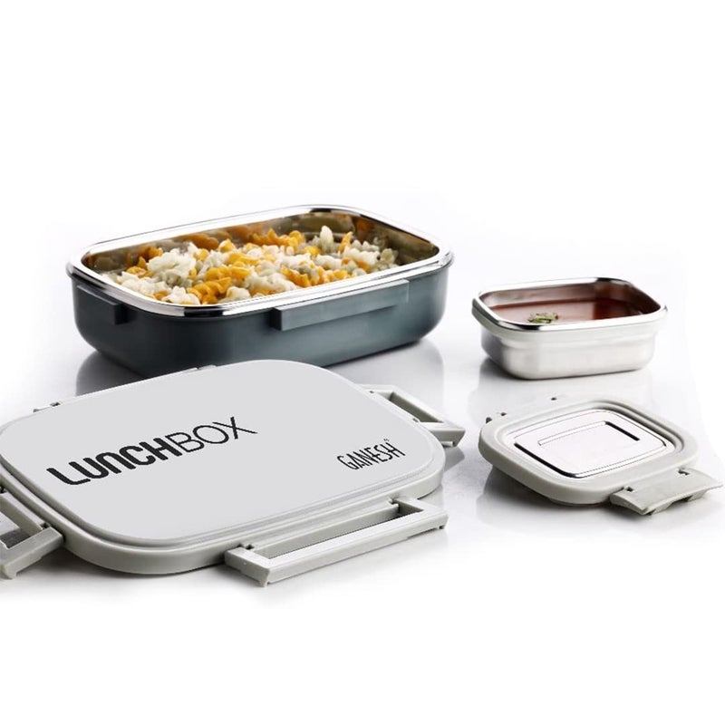 GANESH Stainless Steel Amaze Insulated Lunch Box with 4 Side Lock Lid, 900 ml and Inner Stainless Steel Container, 200 ml Easy to Carry (Mulitcolor) - Image 1