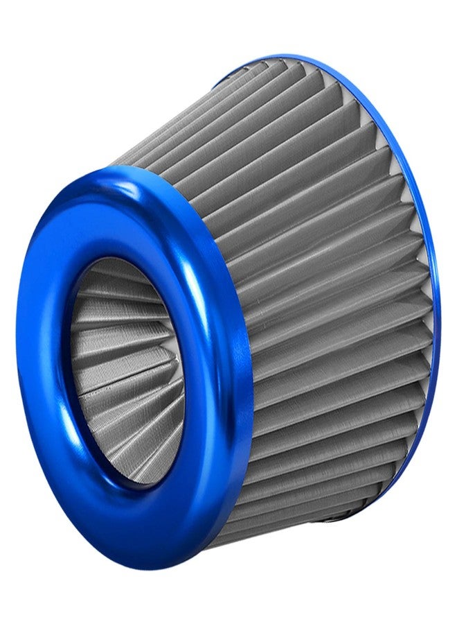 Tongze 3" 76mm Universal High Flow Cold Air Intake Air Filter Upgraded Stainless Steel Cone Filter(Blue) - Image 1