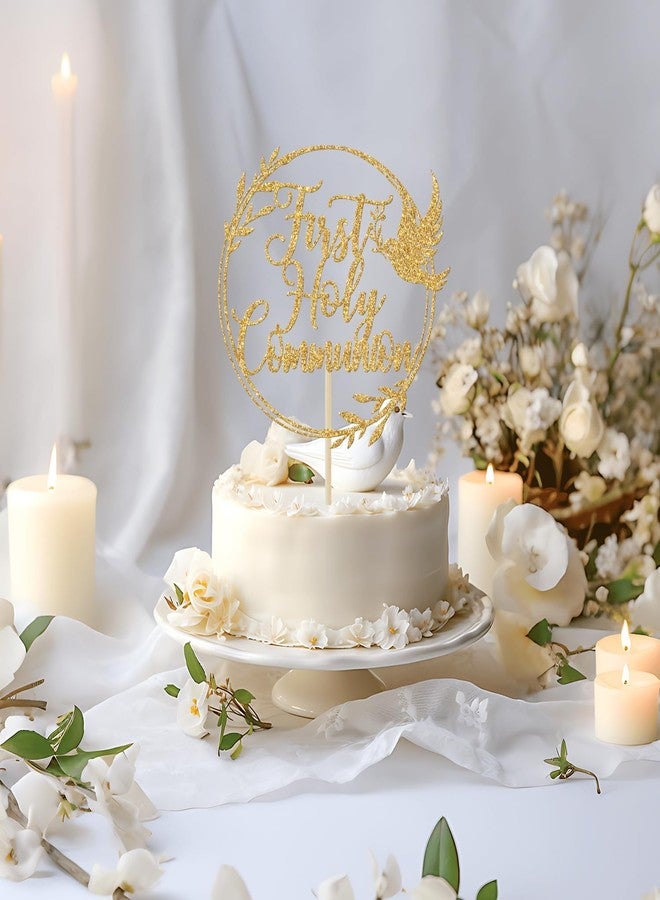 Yotawebery First Holy Communion Cake Topper, Spanish Baptism, Religious Christening, Wedding Baby Shower 1st Birthday Party Decorations, Gold Glitter - Image 4