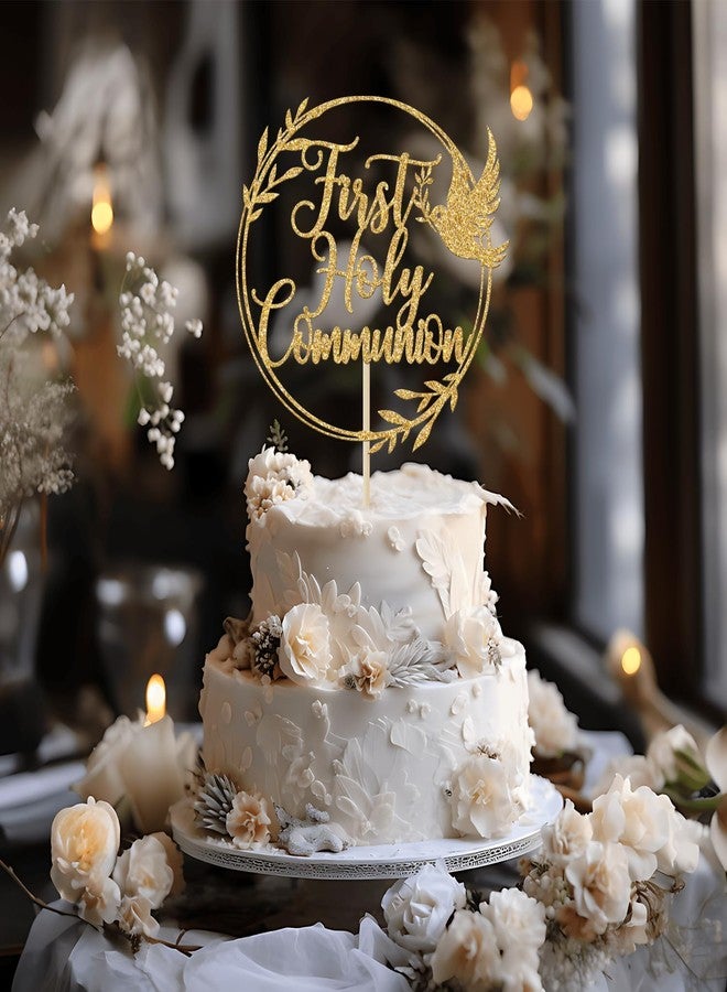 Yotawebery First Holy Communion Cake Topper, Spanish Baptism, Religious Christening, Wedding Baby Shower 1st Birthday Party Decorations, Gold Glitter - Image 2