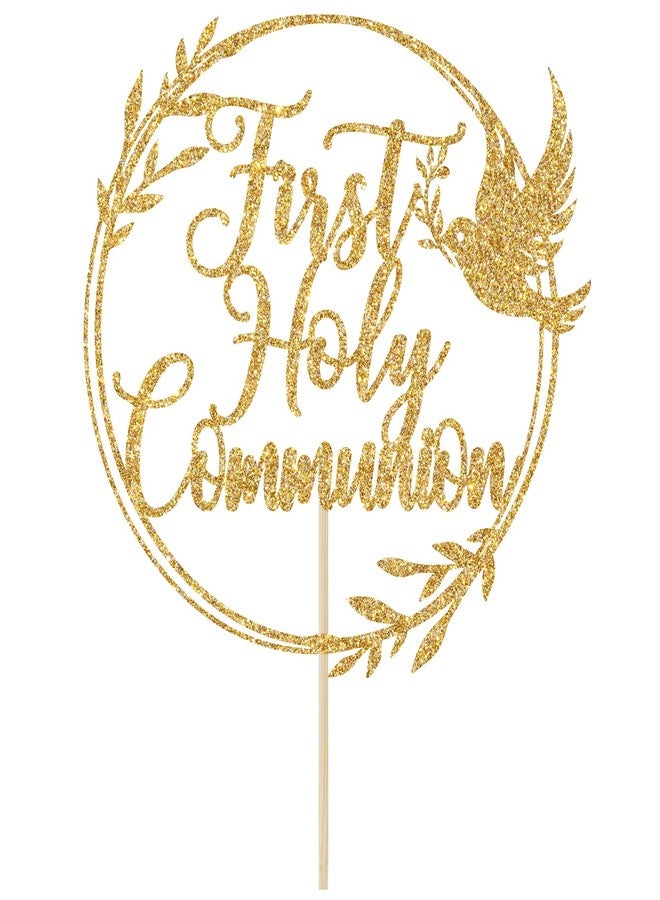 Yotawebery First Holy Communion Cake Topper, Spanish Baptism, Religious Christening, Wedding Baby Shower 1st Birthday Party Decorations, Gold Glitter - Image 1