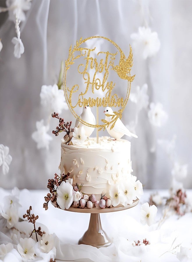 Yotawebery First Holy Communion Cake Topper, Spanish Baptism, Religious Christening, Wedding Baby Shower 1st Birthday Party Decorations, Gold Glitter - Image 5