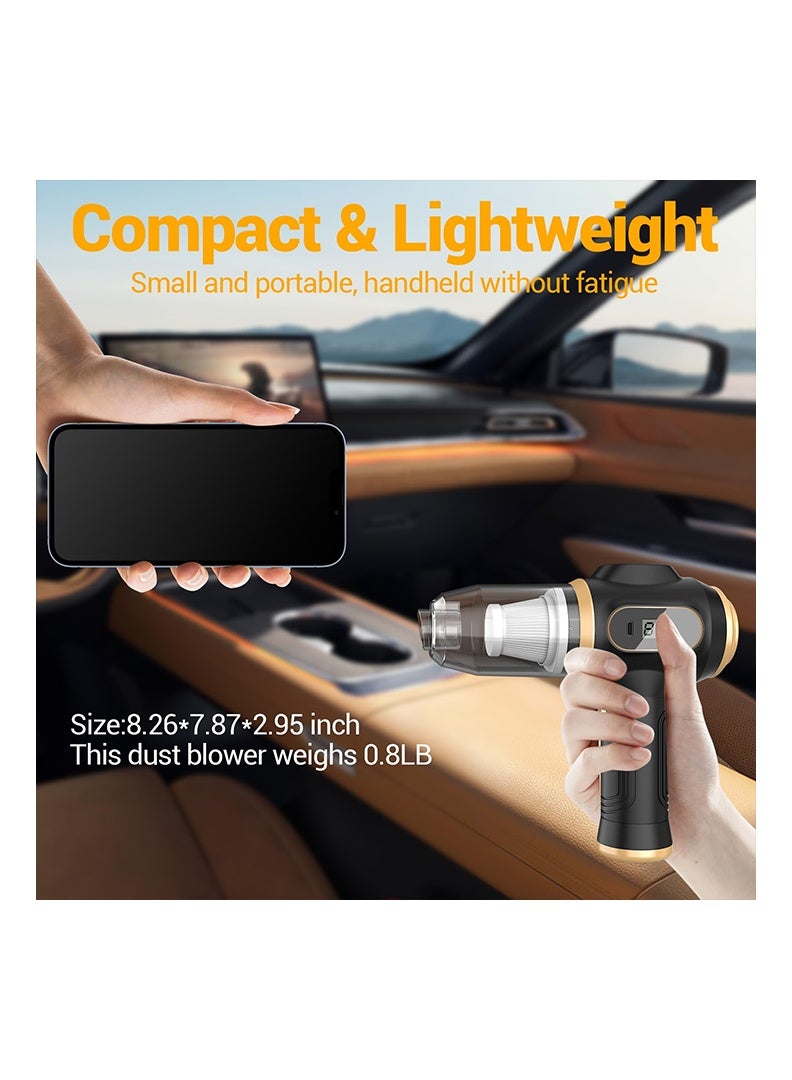 مكانس محمولة للسيارة لاسلكية صغيرة باليد قابلة لإعادة الشحن بشاشة LCD وفوهات متعددة، المكانس اليدوية عالية الطاقة للسيارة، المنزل، المكتب، الأريكة، شعر الحيوانات الأليفة، لوحة المفاتيح (أسود) - Image 3