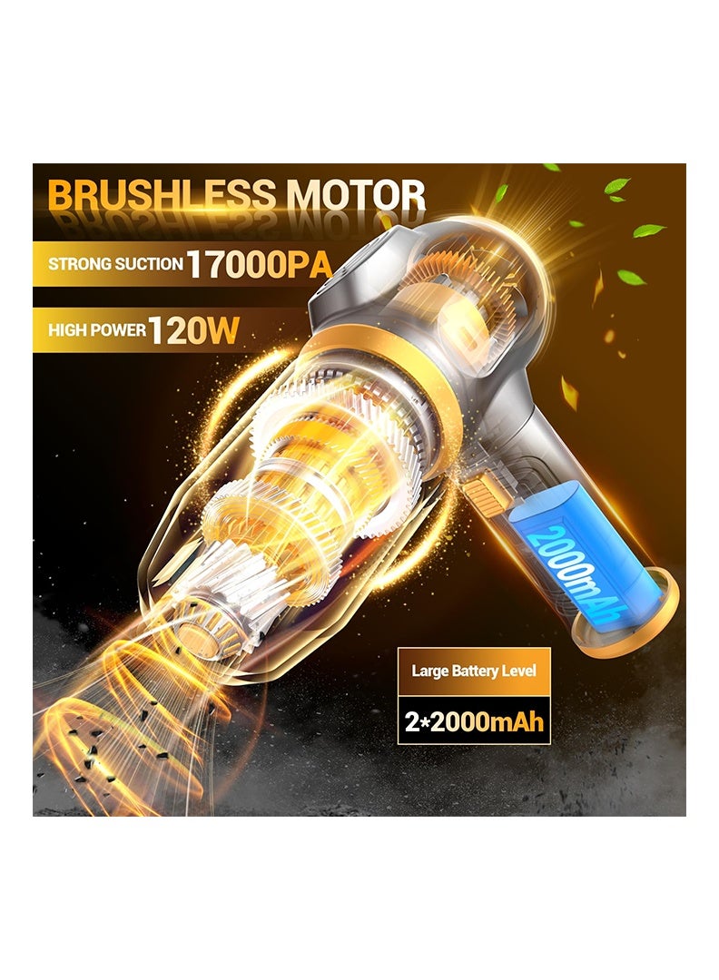 مكانس محمولة للسيارة لاسلكية صغيرة باليد قابلة لإعادة الشحن بشاشة LCD وفوهات متعددة، المكانس اليدوية عالية الطاقة للسيارة، المنزل، المكتب، الأريكة، شعر الحيوانات الأليفة، لوحة المفاتيح (أسود) - Image 2