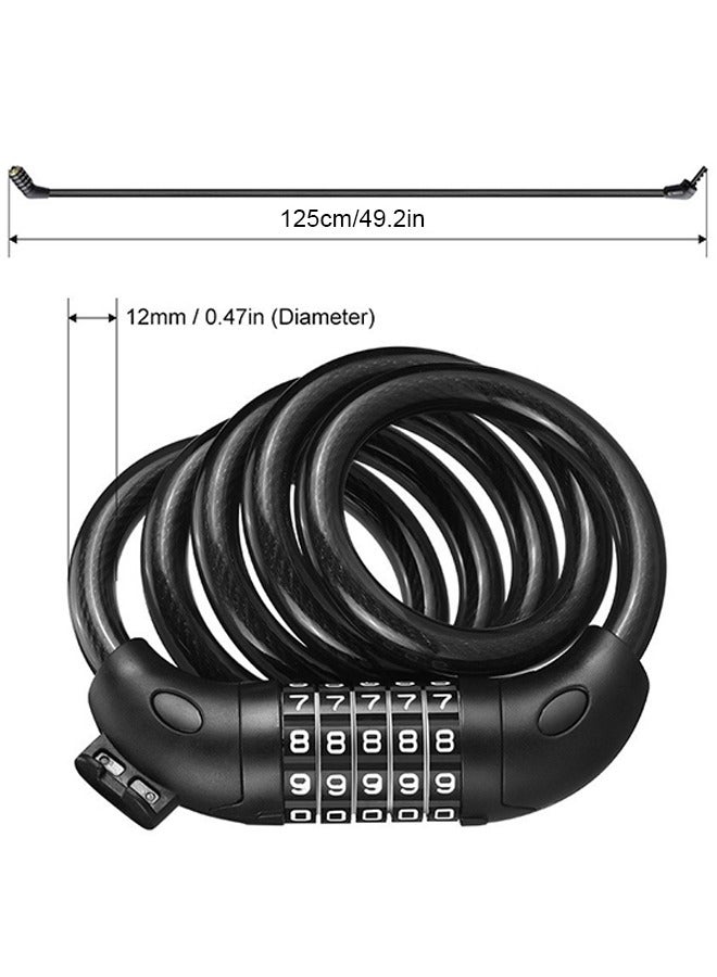 كابل قفل الدراجة المكون من 5 أرقام بطول 1.2 متر - Image 2