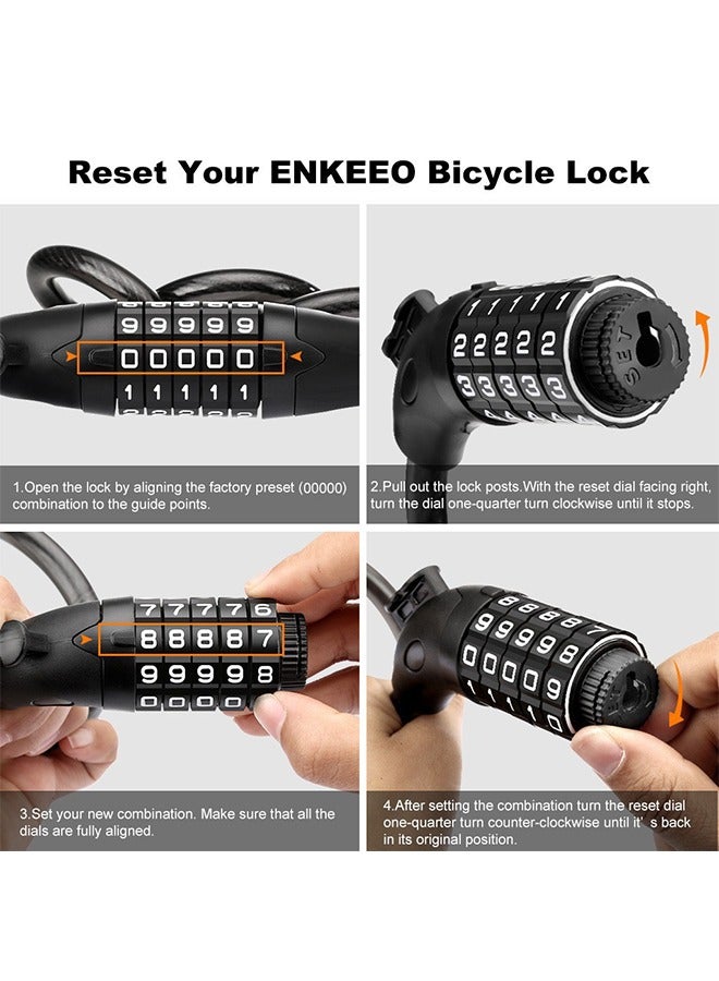 كابل قفل الدراجة المكون من 5 أرقام بطول 1.2 متر - Image 3