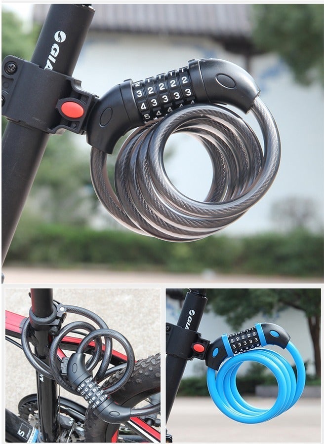 5-Digit Code Combination Bike Lock Cable 1.2 meter - Image 4