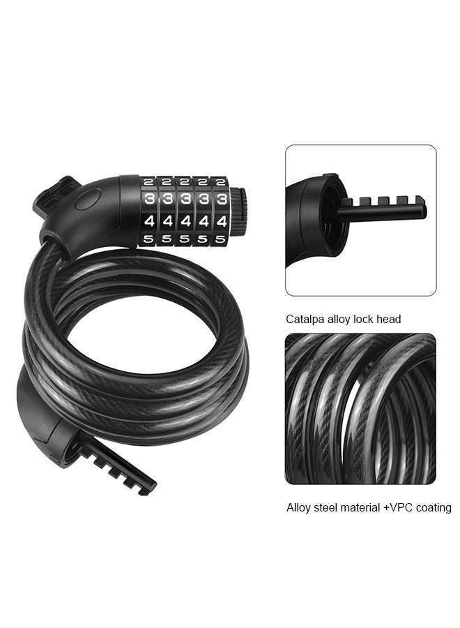 5-Digit Code Combination Bike Lock Cable 1.2 meter - Image 5