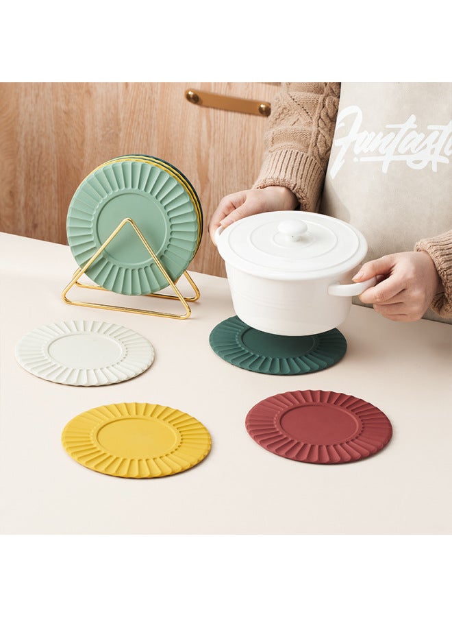 Ferris Wheel Silicone Heat Insulation Pad High Temperature Resistant Dining Mat Pot Mat Advanced Sense Cup Mat Bowl Mat Casserole Anti-scalding Mat Round Mat-Color:Light Green - Image 5