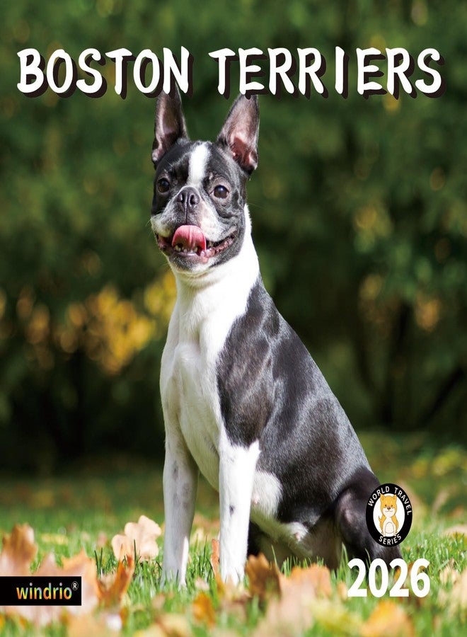windrio 2026 Wall Calendar,Calendar 2026, November 2025 - December 2026, Wall Calendar Boston Terriers, 12" x 24" Opened,Full Page Months Thick & Sturdy Paper for Calendar Organizing & Planning - Image 1