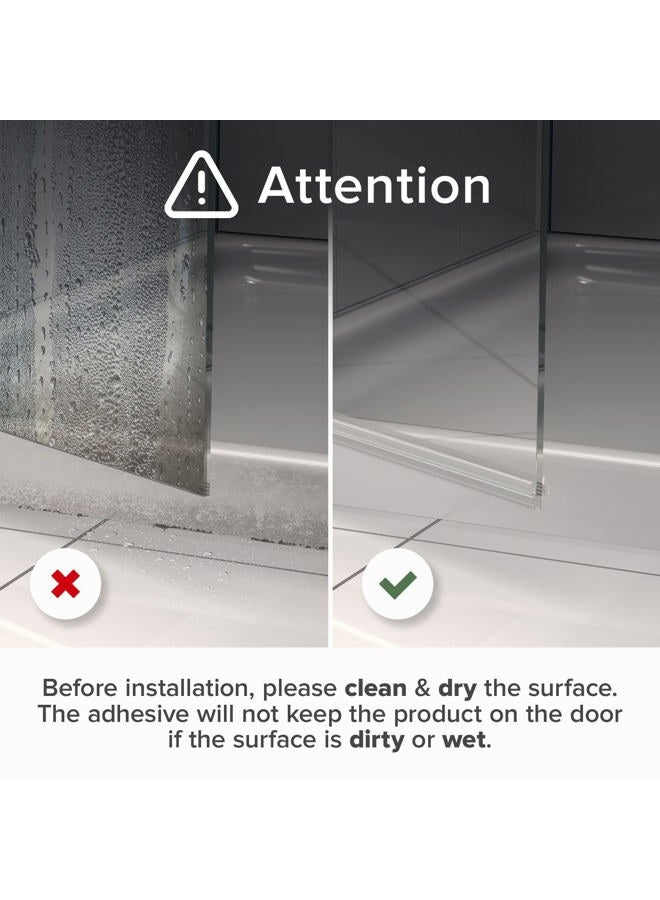 X-Protector Frameless Shower Door Bottom Seal - 40" Shower Door Seal For All Door Thicknesses - Self-Adhesive Shower Door Sweep - Premium Door Bottom Seal Strip - Silicone Glass Shower Door Seal Strip - Image 3