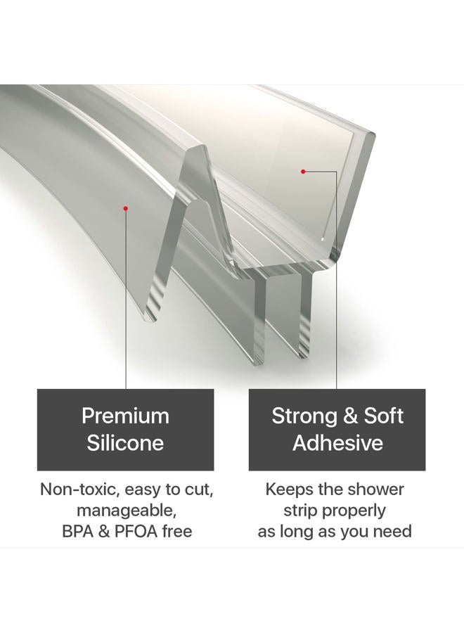 X-Protector Frameless Shower Door Bottom Seal - 40" Shower Door Seal For All Door Thicknesses - Self-Adhesive Shower Door Sweep - Premium Door Bottom Seal Strip - Silicone Glass Shower Door Seal Strip - Image 4