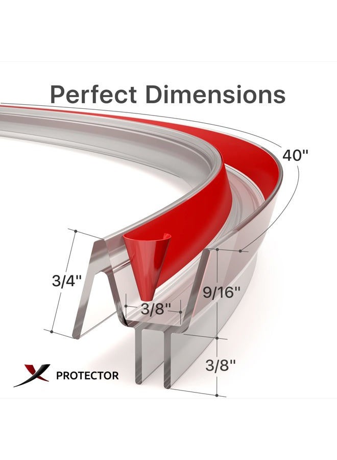 X-Protector Frameless Shower Door Bottom Seal - 40" Shower Door Seal For All Door Thicknesses - Self-Adhesive Shower Door Sweep - Premium Door Bottom Seal Strip - Silicone Glass Shower Door Seal Strip - Image 5