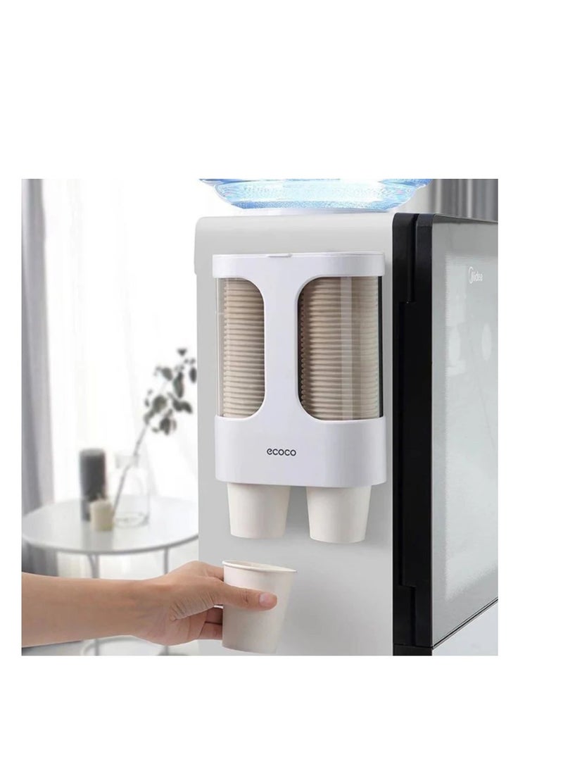 إيكوكو موزع أكواب ورقية مثبت على الحائط - تصميم أنبوبي مزدوج، يتسع لـ 80 كوبًا للاستخدام مرة واحدة (قطر 7.5 سم) | مقاوم للغبار، سهل التعبئة، مثالي للمنزل والمكتب ومبردات المياه - Image 1