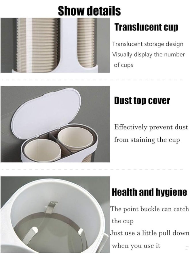 إيكوكو موزع أكواب ورقية مثبت على الحائط - تصميم أنبوبي مزدوج، يتسع لـ 80 كوبًا للاستخدام مرة واحدة (قطر 7.5 سم) | مقاوم للغبار، سهل التعبئة، مثالي للمنزل والمكتب ومبردات المياه - Image 2