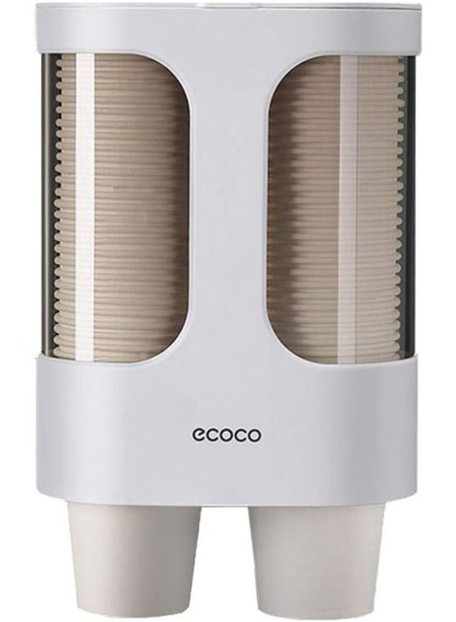 إيكوكو موزع أكواب ورقية مثبت على الحائط - تصميم أنبوبي مزدوج، يتسع لـ 80 كوبًا للاستخدام مرة واحدة (قطر 7.5 سم) | مقاوم للغبار، سهل التعبئة، مثالي للمنزل والمكتب ومبردات المياه - Image 3