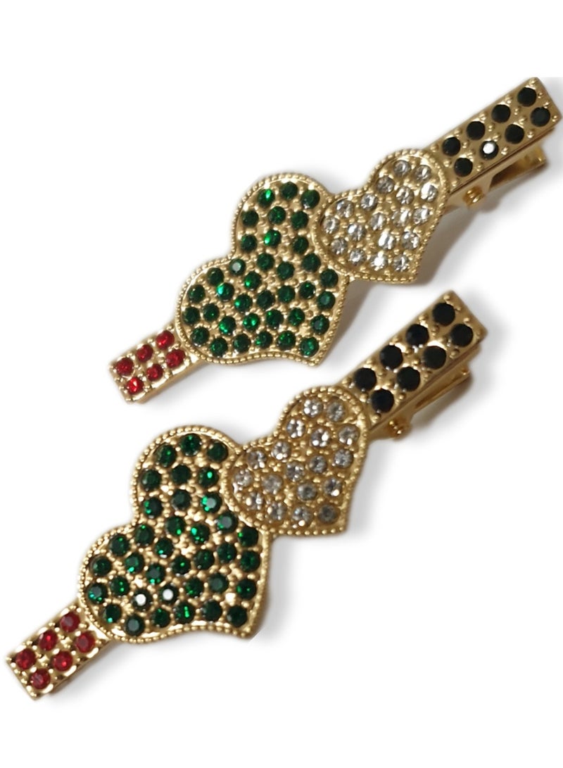 الزعابية مشبك شعر على شكل قلب بعلم الإمارات – إكسسوار وطني أنيق - Image 1