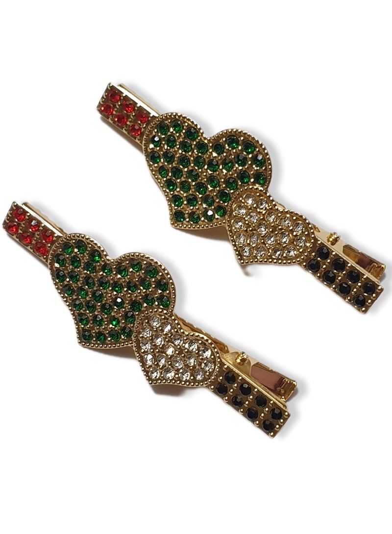 الزعابية مشبك شعر على شكل قلب بعلم الإمارات – إكسسوار وطني أنيق - Image 2