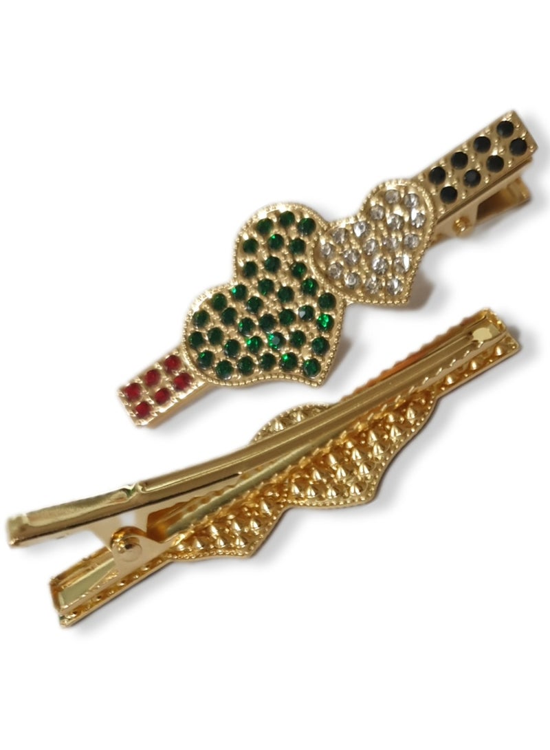 الزعابية مشبك شعر على شكل قلب بعلم الإمارات – إكسسوار وطني أنيق - Image 3