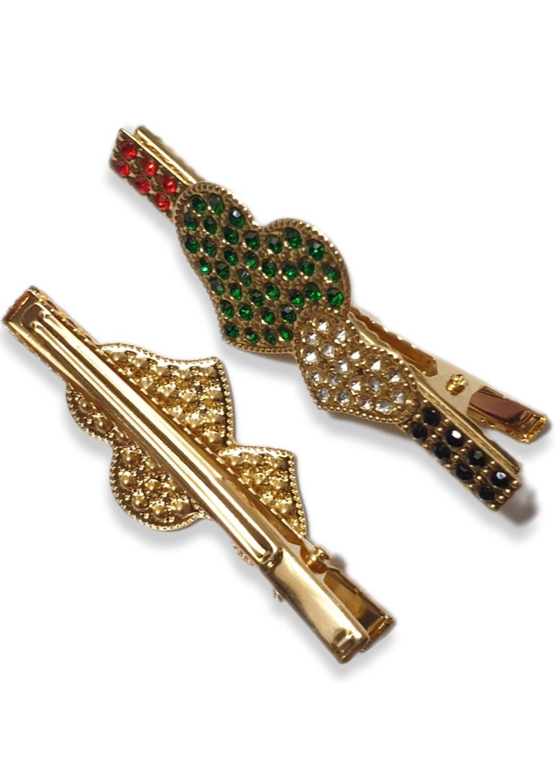 الزعابية مشبك شعر على شكل قلب بعلم الإمارات – إكسسوار وطني أنيق - Image 4