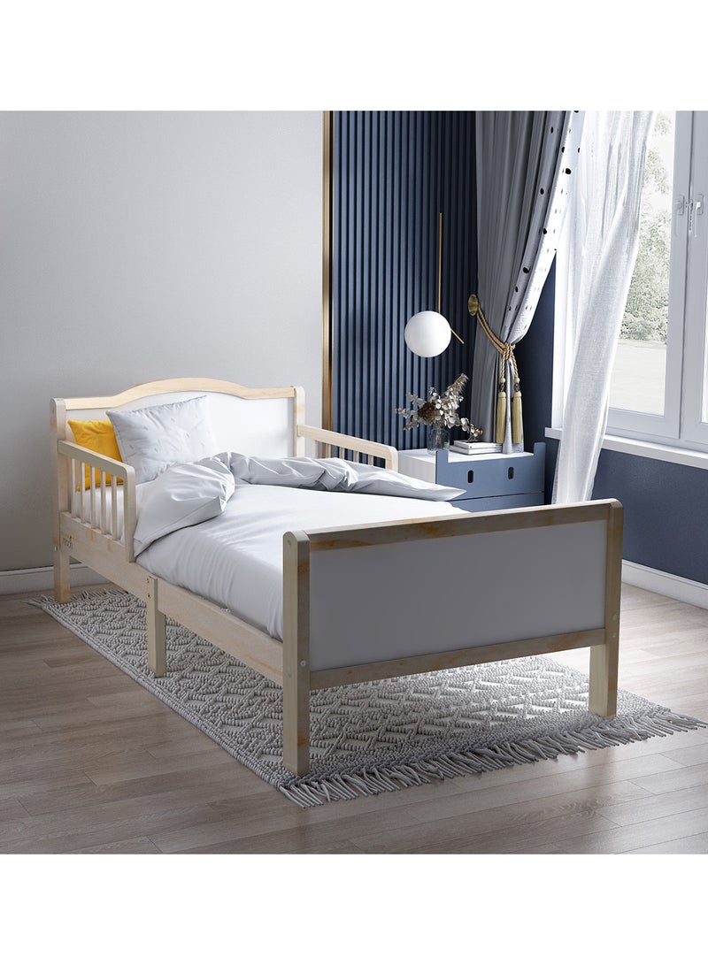 Moon Wooden Toddler Bed(143 X 73 X 60), With Safety Guard Rail, Stylish And Durable, Durable And Decay Resistant, New Zealand Pine Wood,For Toddlers, Upto 50Kg -3-12 Years - Image 5