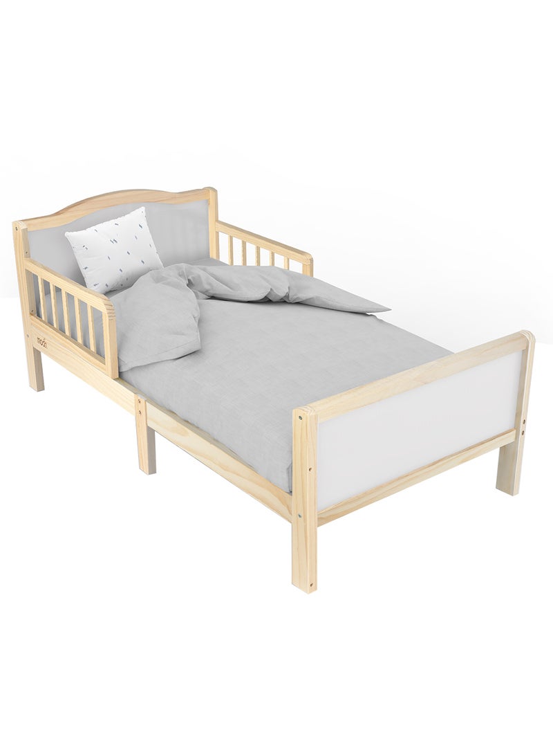 Moon Wooden Toddler Bed(143 X 73 X 60), With Safety Guard Rail, Stylish And Durable, Durable And Decay Resistant, New Zealand Pine Wood,For Toddlers, Upto 50Kg -3-12 Years - Image 1