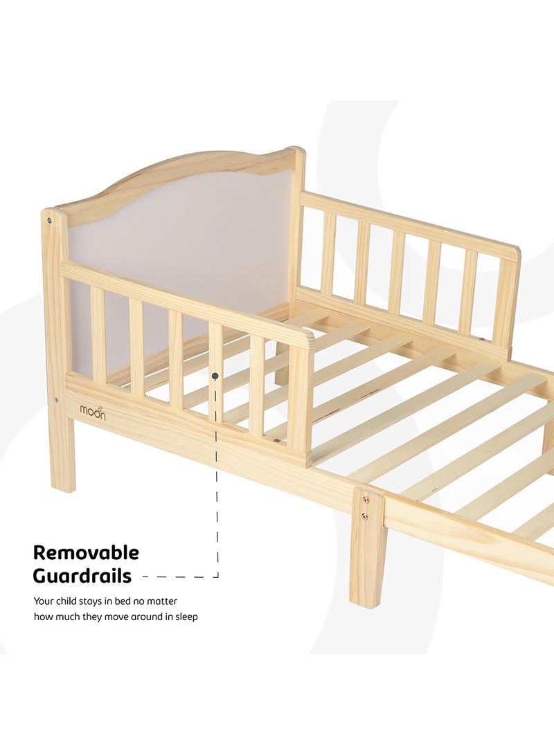 Moon Wooden Toddler Bed(143 X 73 X 60), With Safety Guard Rail, Stylish And Durable, Durable And Decay Resistant, New Zealand Pine Wood,For Toddlers, Upto 50Kg -3-12 Years - Image 3