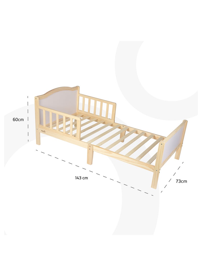 Moon Wooden Toddler Bed(143 X 73 X 60), With Safety Guard Rail, Stylish And Durable, Durable And Decay Resistant, New Zealand Pine Wood,For Toddlers, Upto 50Kg -3-12 Years - Image 4