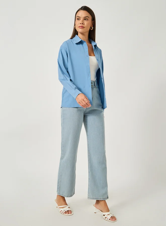 Take Two Take Two Solid Button Front Long Sleeve Shirt