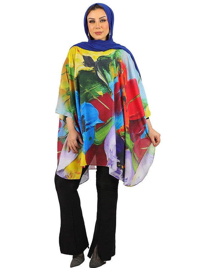Zmurud "Chiffon Poncho - Printed "  - Image 1