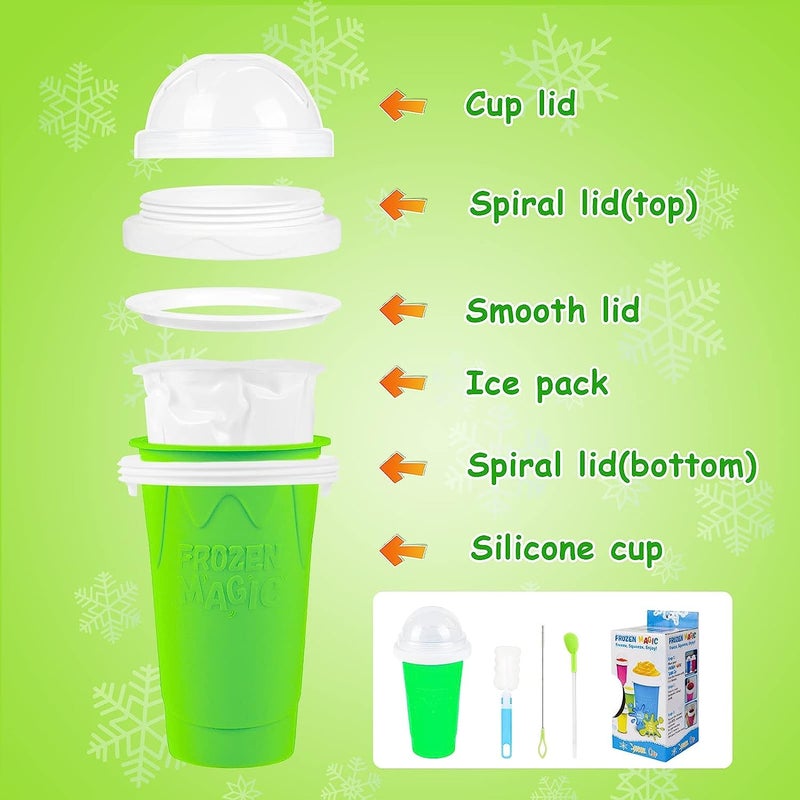 AUTOYSUR Slushy Maker, Double Layers DIY Homemade Squeeze Icy Cup, Fast Cooling for Milk Shake, Smoothies, Slushies (Green-400ml) - Image 2