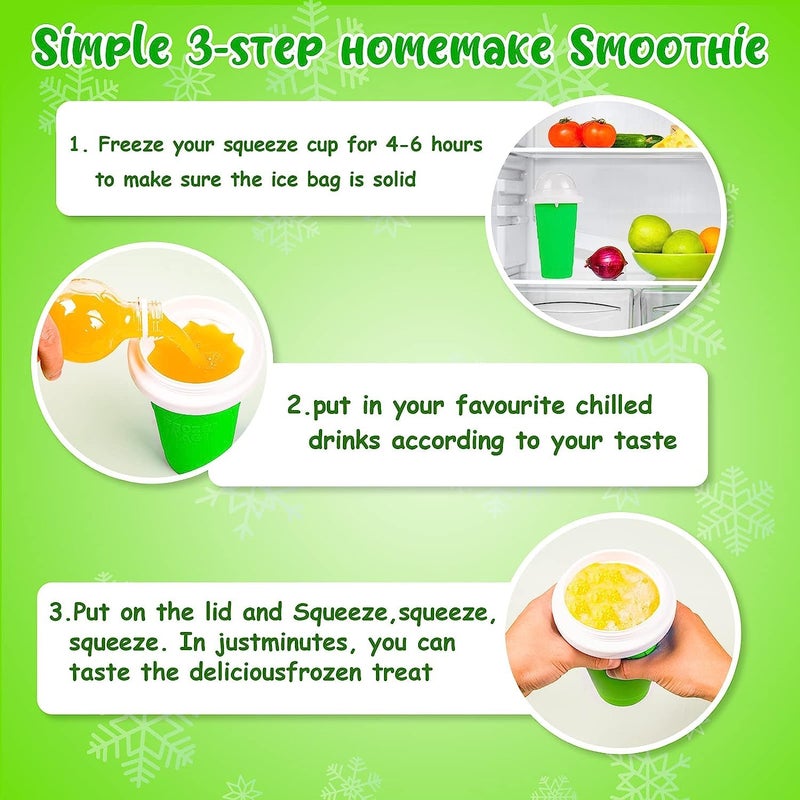 AUTOYSUR Slushy Maker, Double Layers DIY Homemade Squeeze Icy Cup, Fast Cooling for Milk Shake, Smoothies, Slushies (Green-400ml) - Image 5