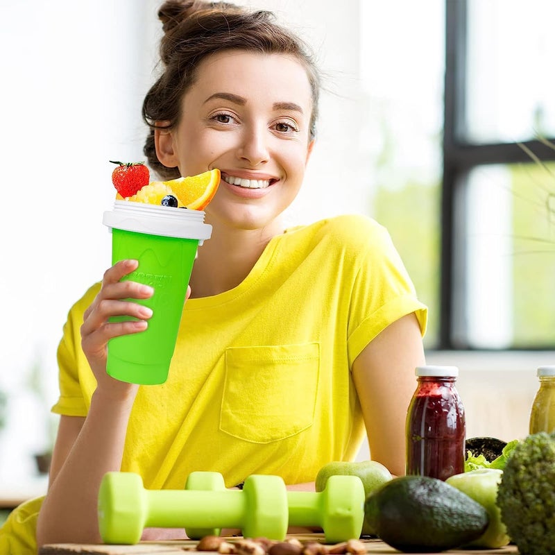 AUTOYSUR Slushy Maker, Double Layers DIY Homemade Squeeze Icy Cup, Fast Cooling for Milk Shake, Smoothies, Slushies (Green-400ml) - Image 4