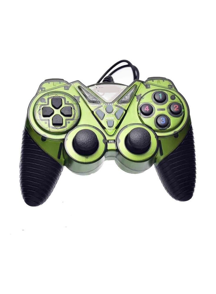 Dual Turbo Gamepad Joystick for PC & Laptop - Vibration Function (White & Green) - Image 2