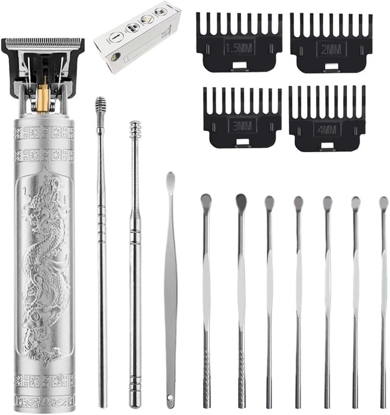 Hair Clippers for Men Cordless Hair Clippers Travel Small Hair Clippers 57 Hair Clippers Classical Sculpting Styling Rechargeable Hair Remover with 10 Pieces Earpick Silver