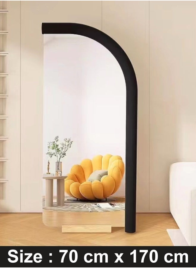 fashionhome Modern Scandinavian Arc Design Full Length Mirror Standing Hanging or Leaning Against Wall Large Bedroom Floor Mirror Dressing Mirror Wall-Mounted Mirror Wood Frame Mirror Round Corner 70x170 cm  - Image 5