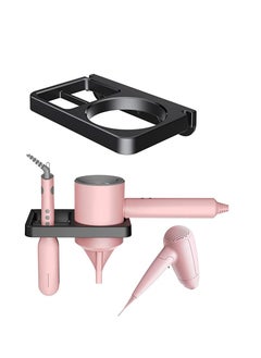Y&D Hair Dryer Holder Blow Compatible with Flat Iron Wall Mount for Tool Storage Organizer Straightener Rack Build in Cable Management Slot (Black)  - Image 1