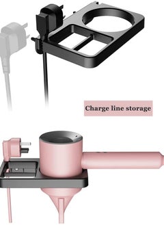 Y&D Hair Dryer Holder Blow Compatible with Flat Iron Wall Mount for Tool Storage Organizer Straightener Rack Build in Cable Management Slot (Black)  - Image 2