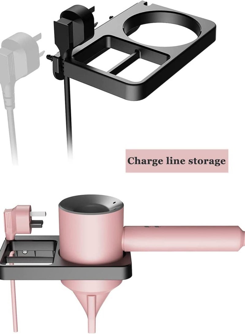 Y&D Hair Dryer Holder Blow Compatible with Flat Iron Wall Mount for Tool Storage Organizer Straightener Rack Build in Cable Management Slot (Black)  - Image 2