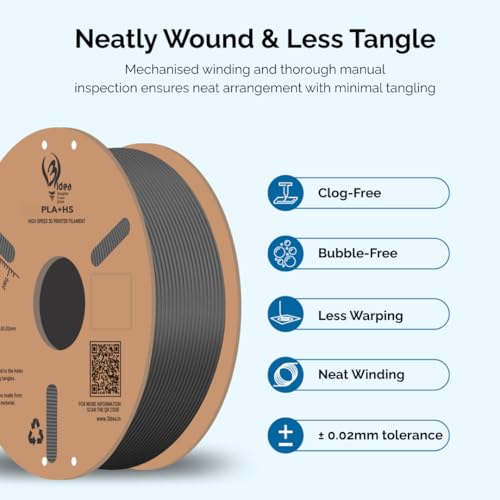 3idea Hyper PLA+ HS High Speed 3D Printer Filament, 1.75mm Grey, Net Weight - 1KG, High Toughness PLA Plus, Dimensional Accuracy ±0.02mm, Premium PLA+ for Smooth & Durable Prints - Image 2